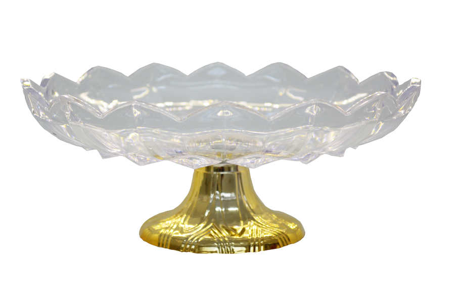 BOLEIRA DE PLÁSTICO BASE DOURADA DIAM 28 X 11 CM