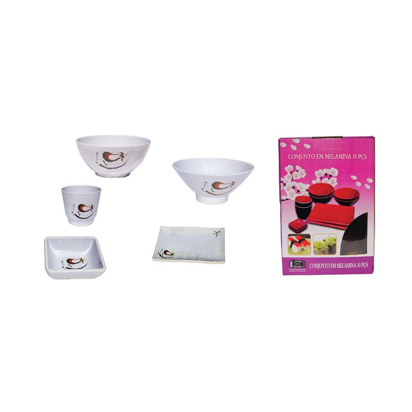 CONJUNTO 10 PEÇAS MELAMINA COM CAIXA (BERINJELA)