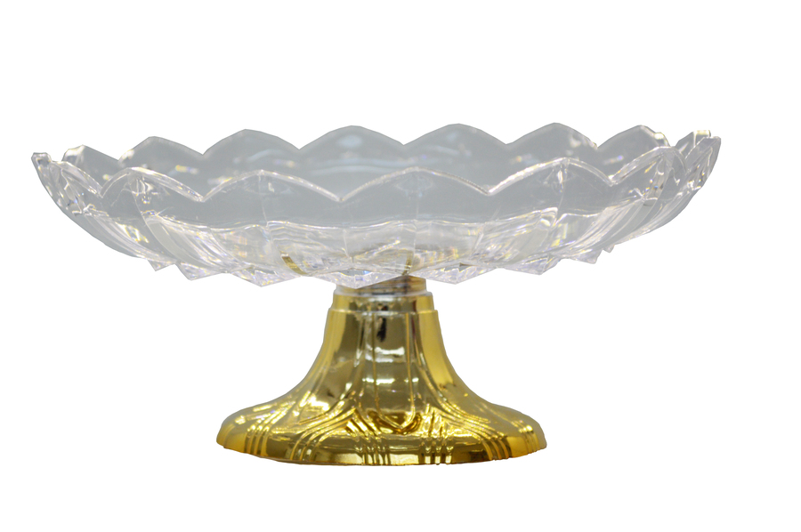 BOLEIRA PLÁSTICO BASE DOURADA DIAM 24 X 11 CM