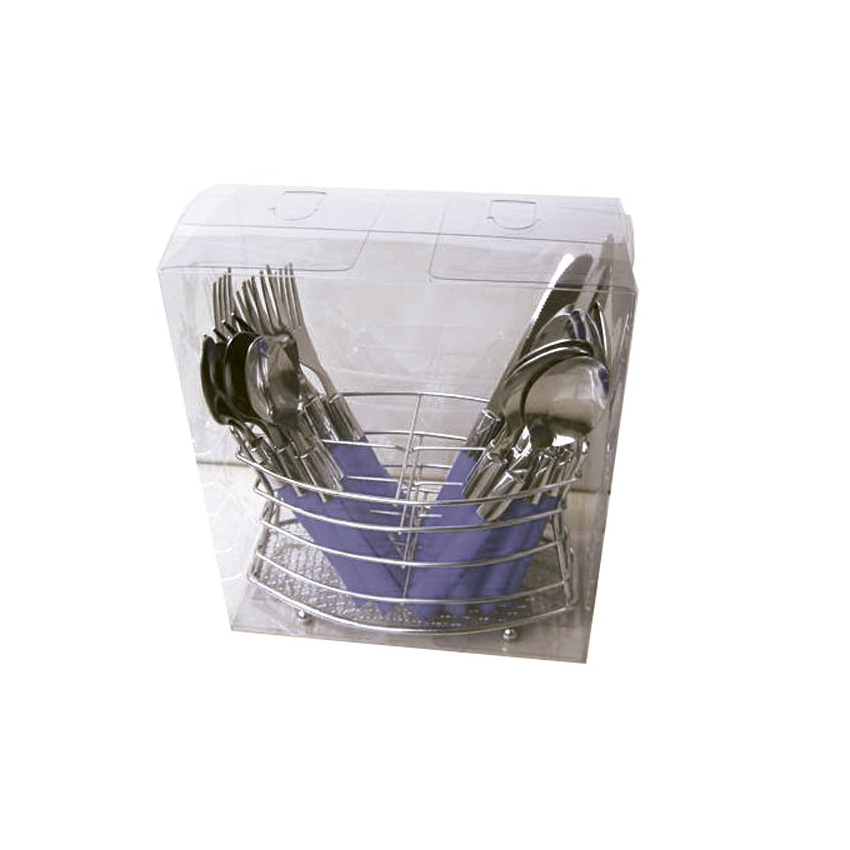 CONJUNTO 24 PEÇAS GARFO / COLHER / FACA PLÁSTICO / INOX COM ARAMADO